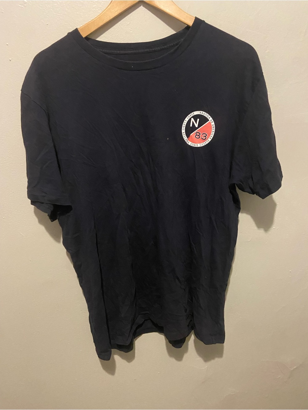 Nautica Navy Short-Sleeve Crewneck Tee with Red N83 Chest Patch